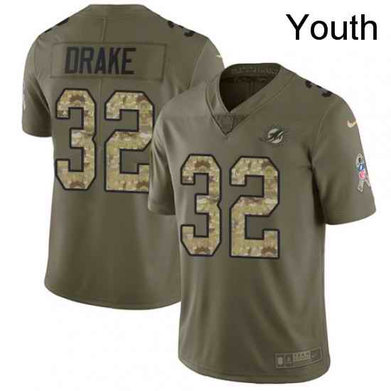 Youth Nike Miami Dolphins 32 Kenyan Drake Limited OliveCamo 2017 Salute to Service NFL Jersey